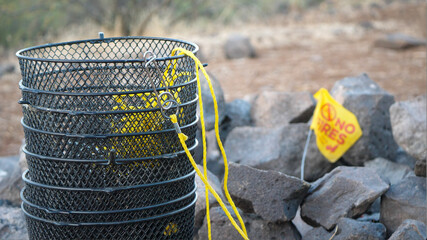 crayfish traps with a fire pit