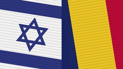 Chad and Israel Two Half Flags Together Fabric Texture Illustration
