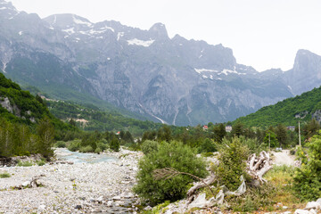 Mountain landscape in national park Theth in the Albanian alps.