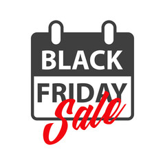 Logotipo con texto Black Friday Sale en calendario en color gris y rojo