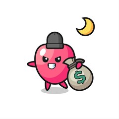 Illustration of heart symbol cartoon is stolen the money