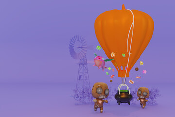 Obraz premium 3d halloween illustration concept