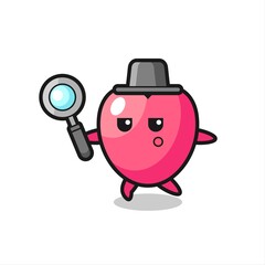 heart symbol cartoon character searching with a magnifying glass