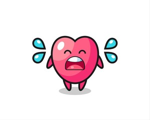heart symbol cartoon illustration with crying gesture