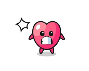 heart symbol character cartoon with shocked gesture