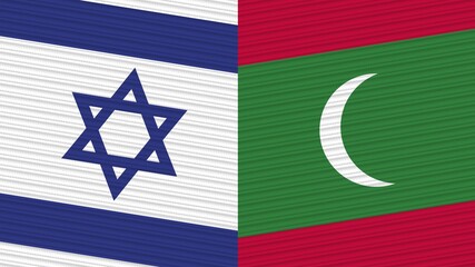 Maldives and Israel Two Half Flags Together Fabric Texture Illustration