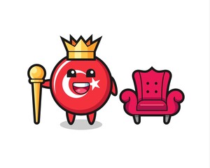 Mascot cartoon of turkey flag badge as a king