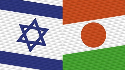 Niger and Israel Two Half Flags Together Fabric Texture Illustration