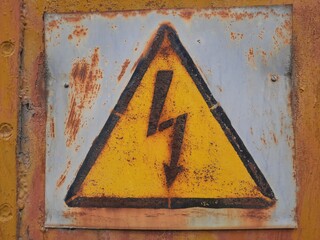 Texture rusty electrical safety sign 8000x6000 pixel 
