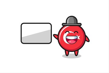 turkey flag badge cartoon illustration doing a presentation