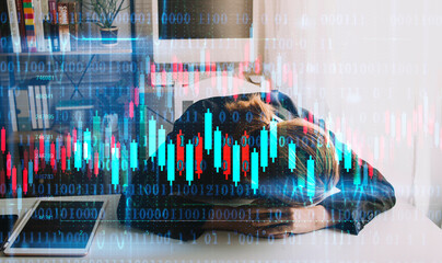 business finance technology and investment concept. Stock Market Investments Funds and Digital Assets. businessman analyzing forex trading graph financial data. Business finance background.