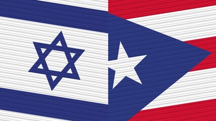 Puerto Rico and Israel Two Half Flags Together Fabric Texture Illustration