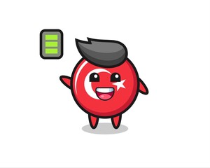 turkey flag badge mascot character with energetic gesture