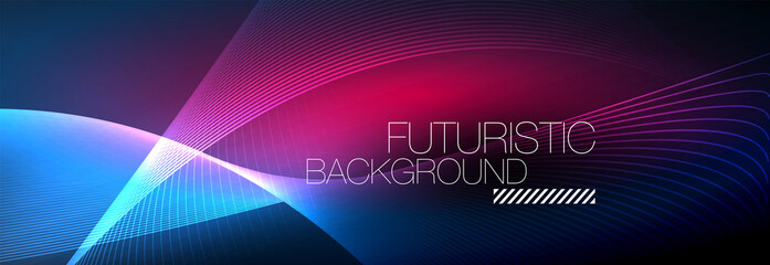 Abstract neon glowing light in the dark with waves. Shiny magic energy and motion concept, vector abstract wallpaper background