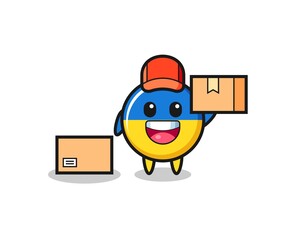 Mascot Illustration of ukraine flag badge as a courier