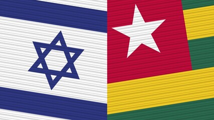 Togo and Israel Two Half Flags Together Fabric Texture Illustration