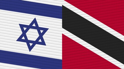 Trinidad and Tobago and Israel Two Half Flags Together Fabric Texture Illustration