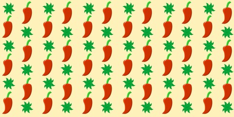 seamless pattern with flowers and chili