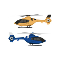 Yellow and blue helicopter vector illustration can be used for your design purposes or poster