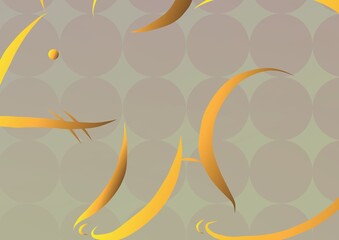 Digitally generated image of abstract shapes against circles in seamless pattern on grey background