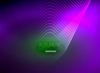 Neon color square shape lines abstract background. Shiny magic energy and motion concept, vector abstract wallpaper background