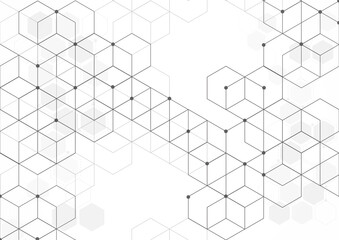Abstract boxes background. Modern technology with square mesh. Geometric on white background with lines. Cube cell. Vector illustration