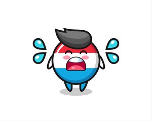 luxembourg flag badge cartoon illustration with crying gesture
