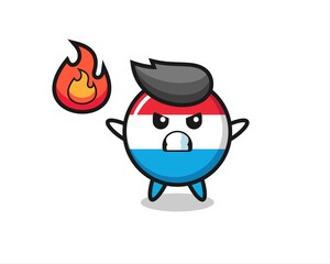 luxembourg flag badge character cartoon with angry gesture