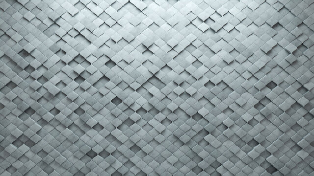 Concrete, Arabesque Mosaic Tiles arranged in the shape of a wall. 3D, Semigloss, Bricks stacked to create a Polished block background. 3D Render