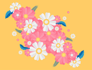 Obraz premium Happy floral stories background set, colorful and vectored. Flat and lined style with nature, geometric and other abstract elements in hand drawn style. Suitable for social media, post cards or ads.