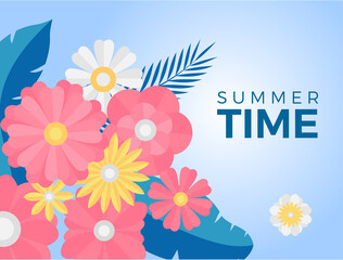 Trendy plants frame. Spring design background, color magic flowers, tropical abstract forest, decorative beautiful garden. Vector concept