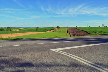 Crossway with rural landscape of Lesser Poland