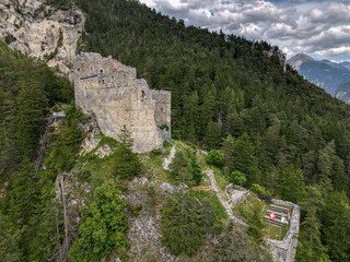 Ruins of Belfort castle near Brienz on the Swiss alps