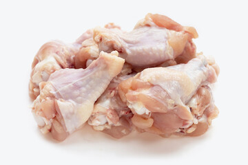 Fresh raw chicken wings (wingstick) in white background.