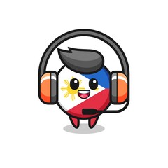 Cartoon mascot of philippines flag badge as a customer service