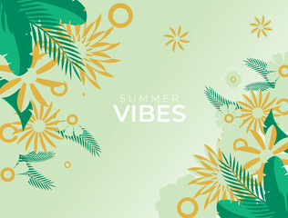 Abstract graphic floral elements in summer style. End of summer background or autumn. Dynamical colored fluid shapes. Isolated banners with flowing flowers. Template design logo, flyer, presentation.