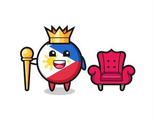 Mascot cartoon of philippines flag badge as a king