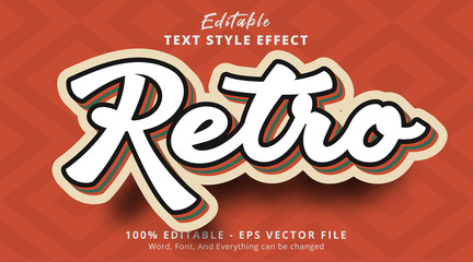 Retro vintage multicolor text effect, editable text effect