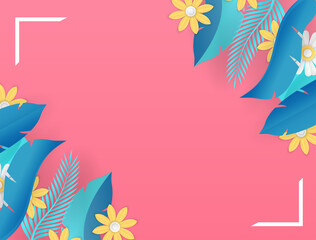 End of Summer sale design with paper cut tropical fun bright color background layout banners. Hello September social media post or stories background. Voucher discount. Vector illustration template