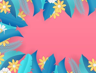 End of Summer sale design with paper cut tropical fun bright color background layout banners. Hello September social media post or stories background. Voucher discount. Vector illustration template