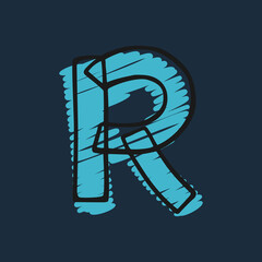 Letter R logo hand-drawn with felt-tip and marker strokes.