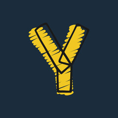 Letter Y logo hand-drawn with felt-tip and marker strokes.