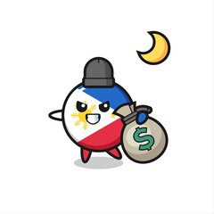 Illustration of philippines flag badge cartoon is stolen the money
