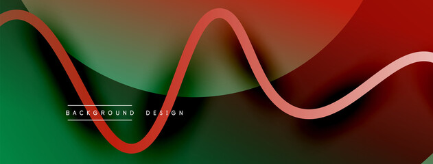 Abstract gradient background with wave line with shadow effect. Geometric composition. 3D shadow effects and fluid gradients