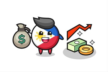 philippines flag badge illustration cartoon holding money sack