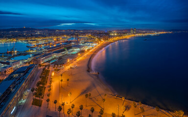 Fototapeta premium Barcelona beach on morning sunrise