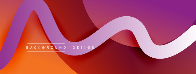 Abstract gradient background with wave line with shadow effect. Geometric composition. 3D shadow effects and fluid gradients
