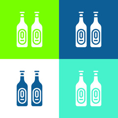 Beer Flat four color minimal icon set