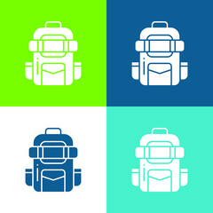 Backpack Flat four color minimal icon set