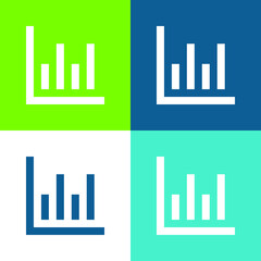 Bar Chart Flat four color minimal icon set
